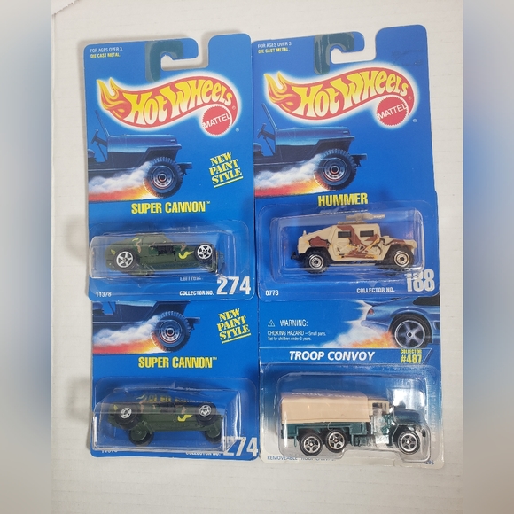 Hot Wheels Super Cannon, Hummer, Troop Convoy Qty 4 - Picture 1 of 5